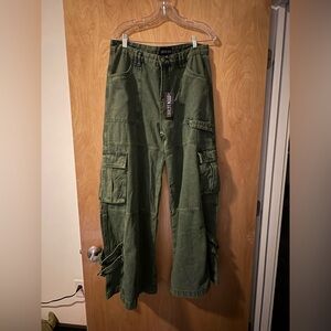 NWT Current Mood, Dolls Kill, Get A Life Wide Leg Cargo Pants